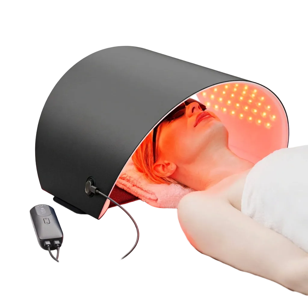Six Thirty Canopy Red Light Panel in Black, in use over the face